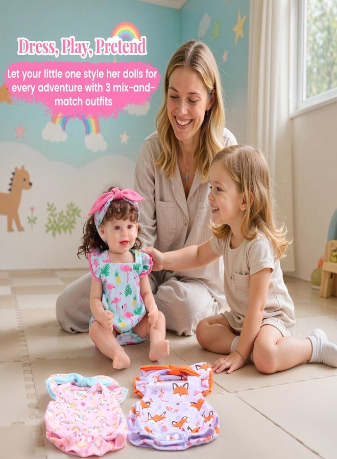 BABESIDE طقم ملابس دمى الأطفال حديثي الولادة من بيبي سايد، مكون من 3 قطع، مناسب للدمى من 17 إلى 22 بوصة، ملابس لطيفة مستوحاة من الحيوانات مع عصابات رأس وإكسسوارات متناسقة، ملابس واقعية لدمى الأطفال مقاس 18 بوصة، لعبة تمثيلية للأطفال الصغار. - Image 2